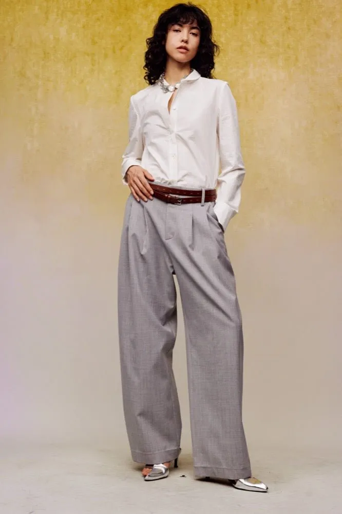Acetate Wool Pressed Trousers in Grey
