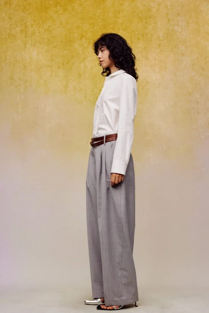 Acetate Wool Pressed Trousers in Grey