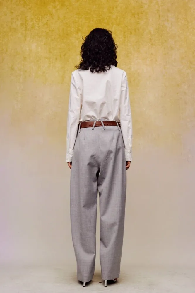 Acetate Wool Pressed Trousers in Grey