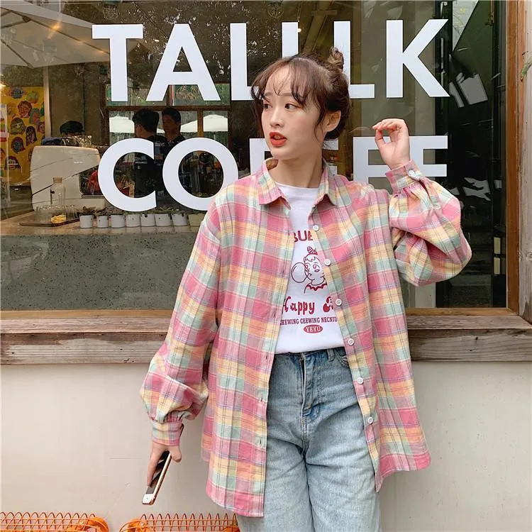 AESTHETIC CUTE PINK RAINBOW SHIRT