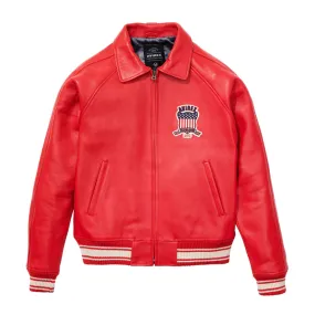 Avirex Icons Red Bomber Leather Jacket