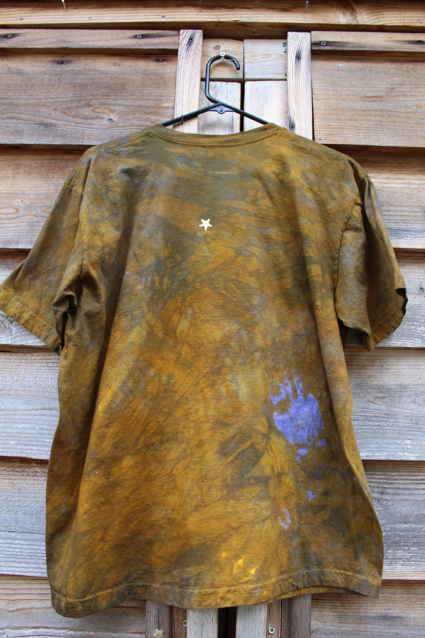 Dark Gold and Purple Tree of Life Batik Tshirt - slight imperfection