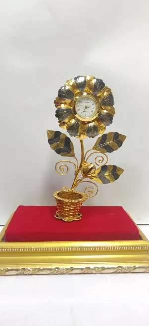 DHYAAN's Antique Silver with Gold Plated Vintage Table Clock Watch for Study Table, Decor, Office Desk, Home Decor, Wedding Gift Item_4