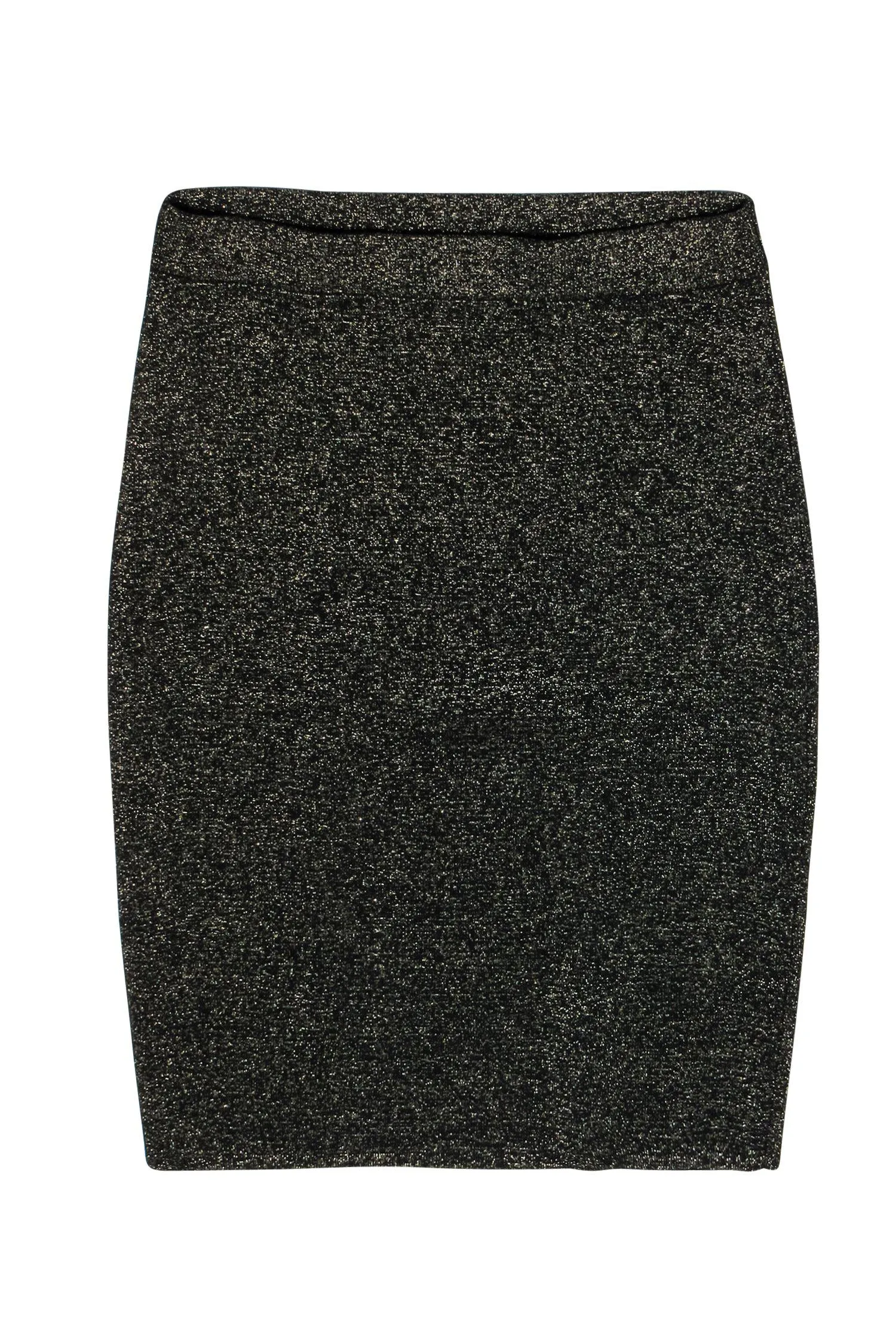 Diane von Furstenberg - Black & Gold Sparkly Wool Blend Knit Pencil Skirt Sz M