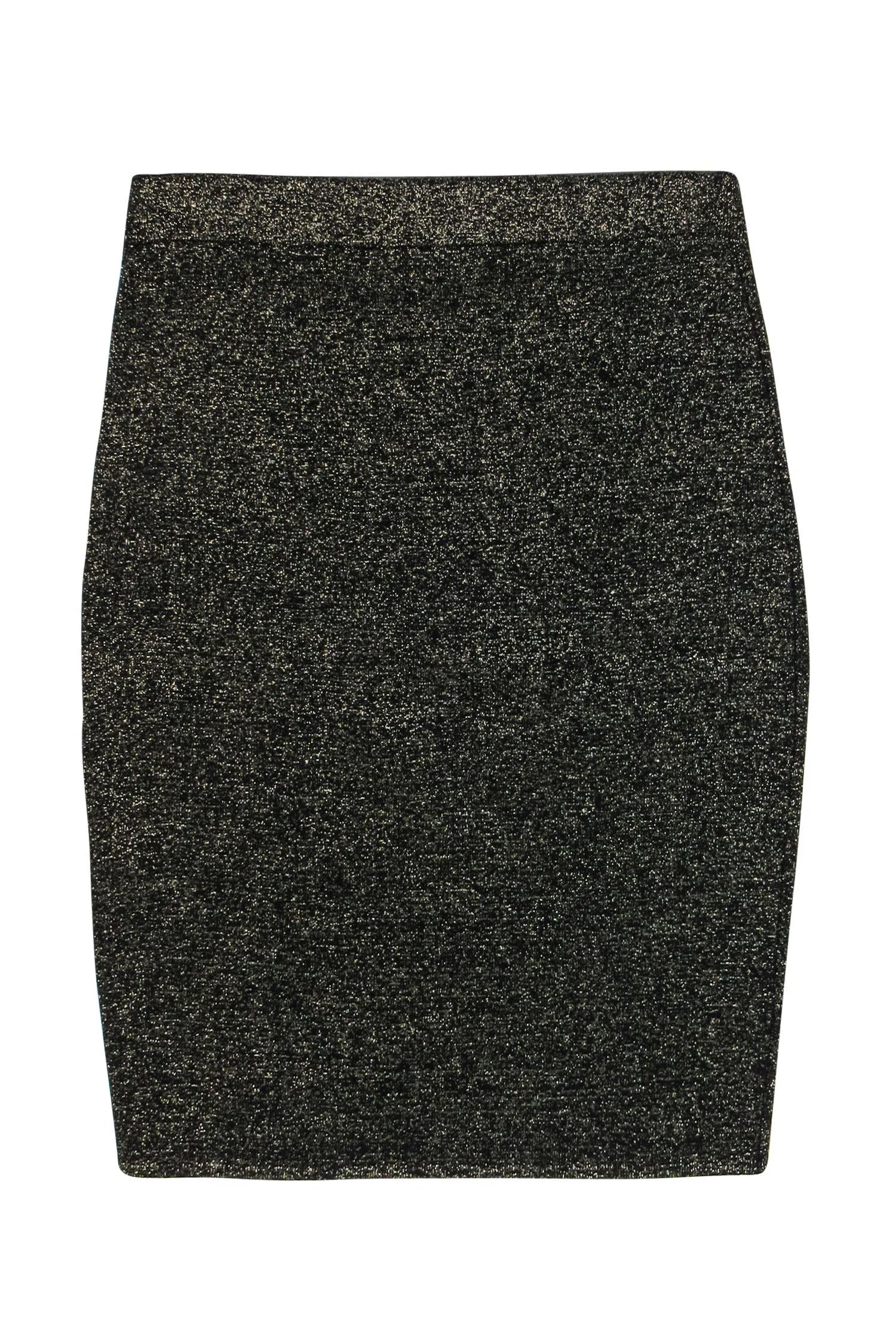 Diane von Furstenberg - Black & Gold Sparkly Wool Blend Knit Pencil Skirt Sz M