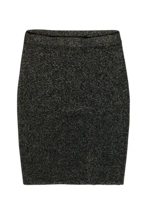 Diane von Furstenberg - Black & Gold Sparkly Wool Blend Knit Pencil Skirt Sz M