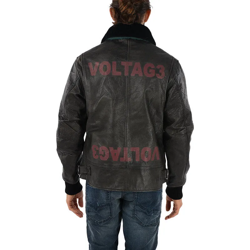 DIESEL L BOWDRE Mens Bomber Jacket Leather Padded Quilted Winter Regular Coat