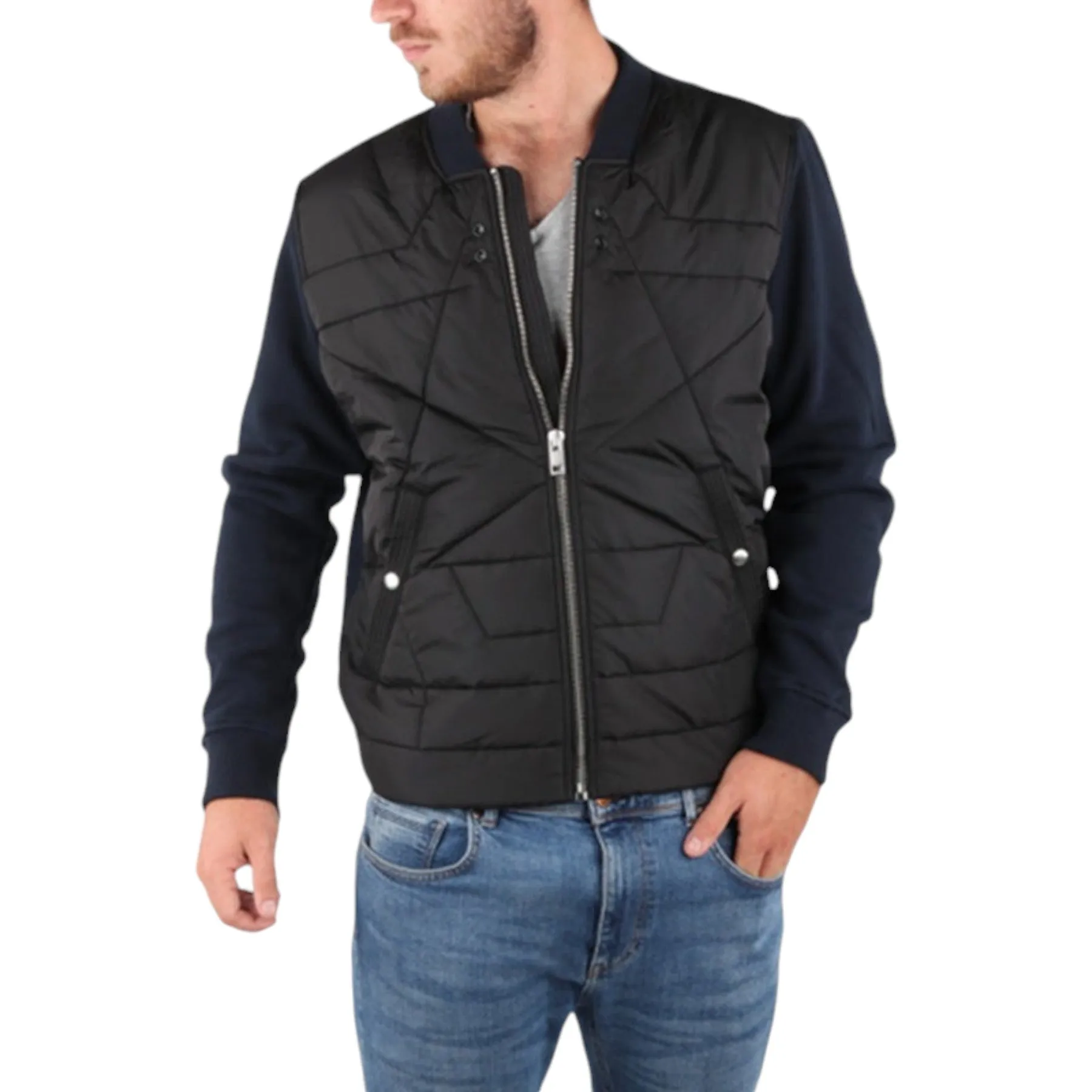 DIESEL S KINGS Mens Bomber Jacket Padded Casual Winter Outwear Black Fleece Coat