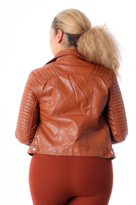 Faux Leather Biker Bomber Jacket