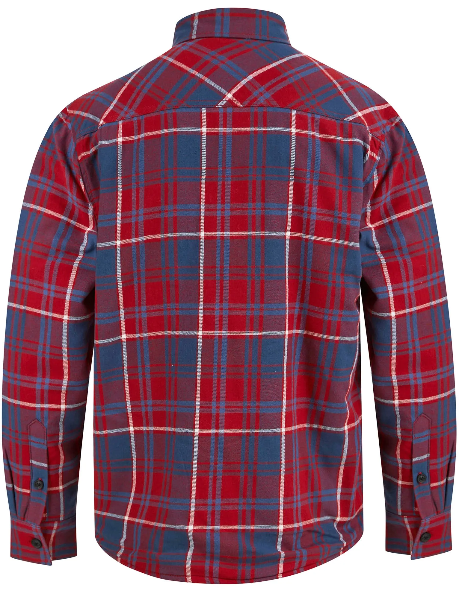 Kotka Borg Lined Cotton Flannel Checked Overshirt Jacket in Rio Red Check - Tokyo Laundry