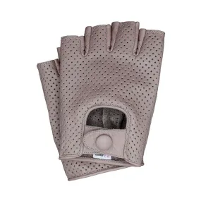 Leather Women's Full Mesh Fingerless Summer Driving Motorcycle Riding Gloves - Brown