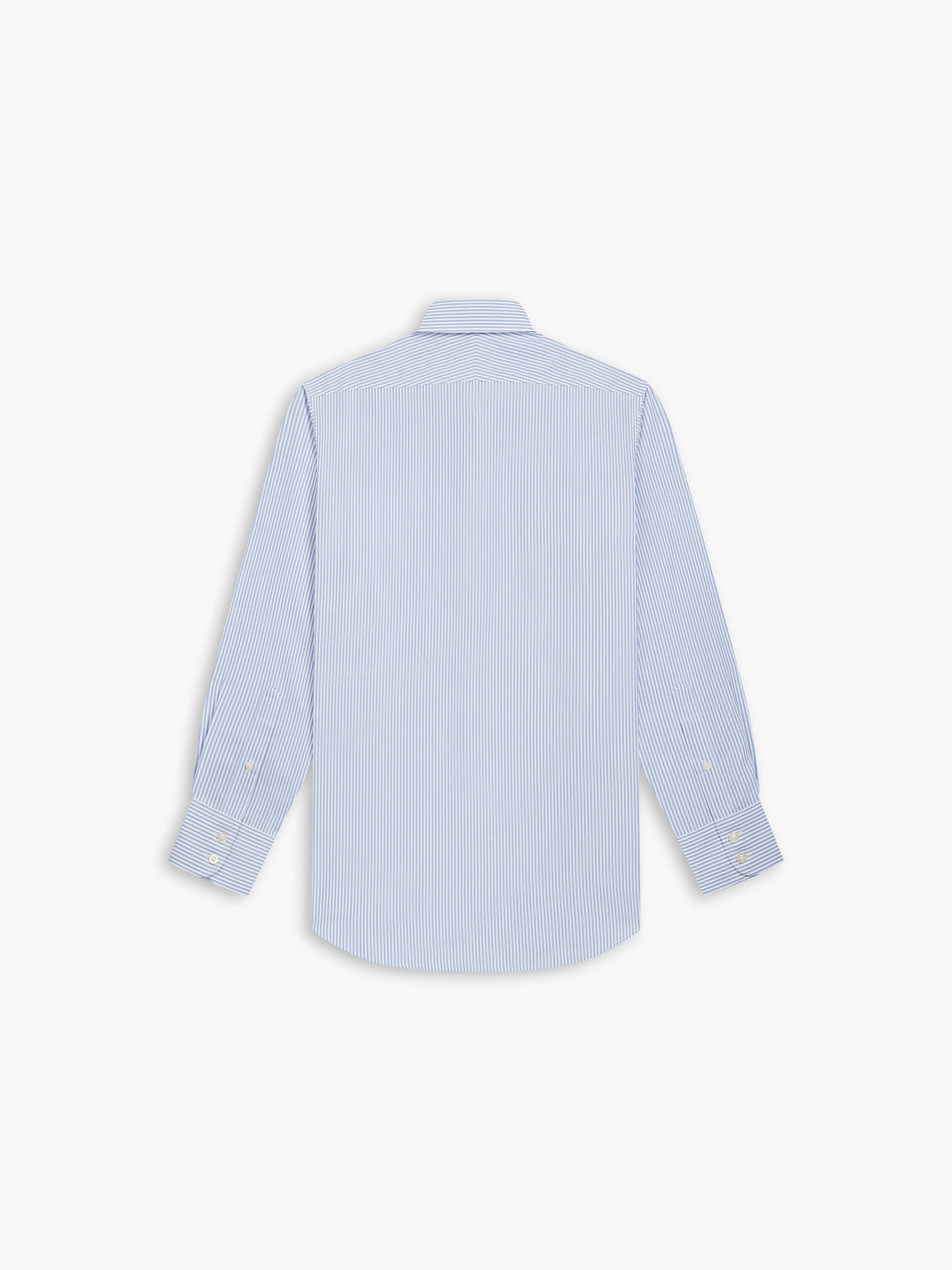 Non-Iron Slim Fit Light Blue Wide Stripe Poplin Classic Collar Single Cuff Shirt