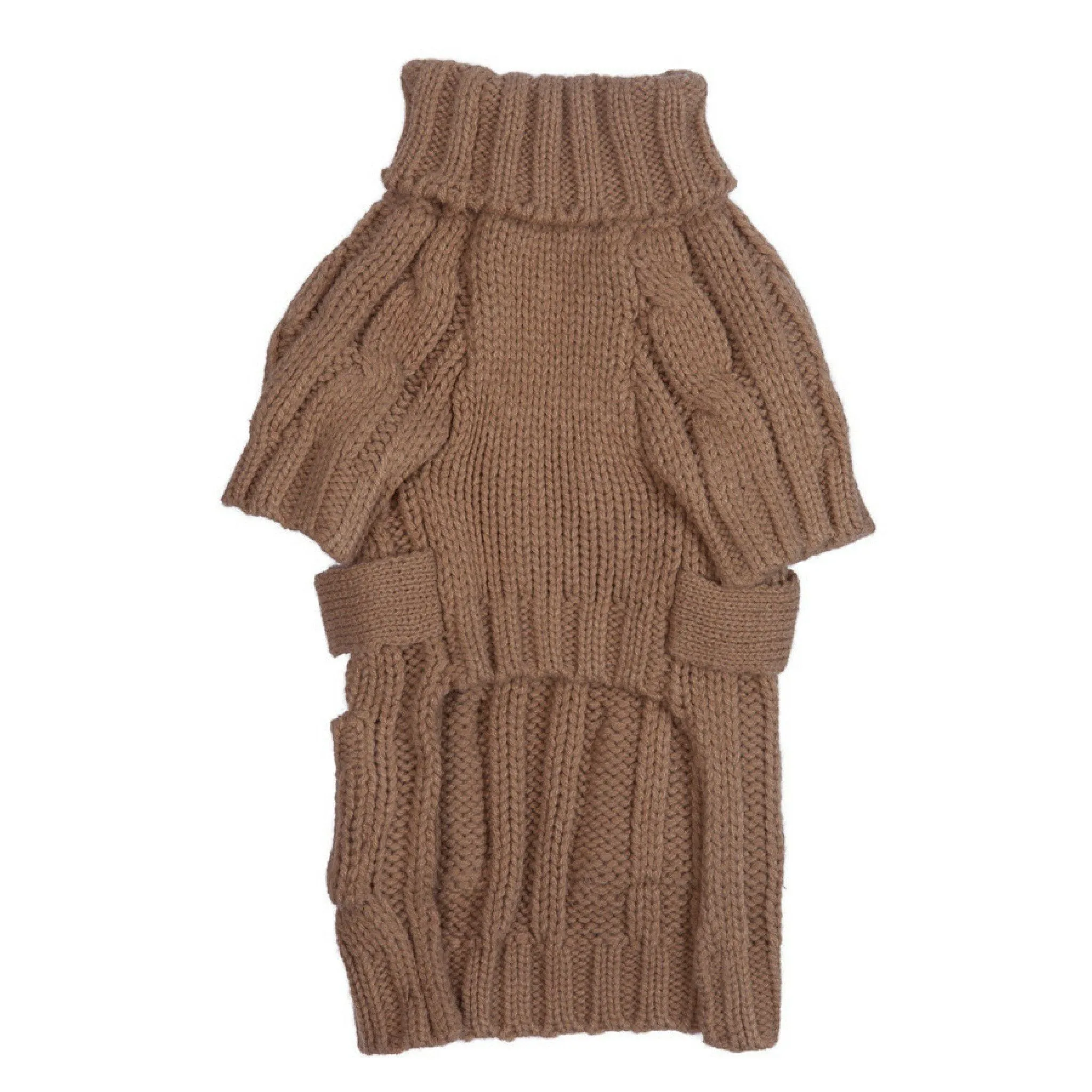 Pocket Cable Knit Dog Sweater