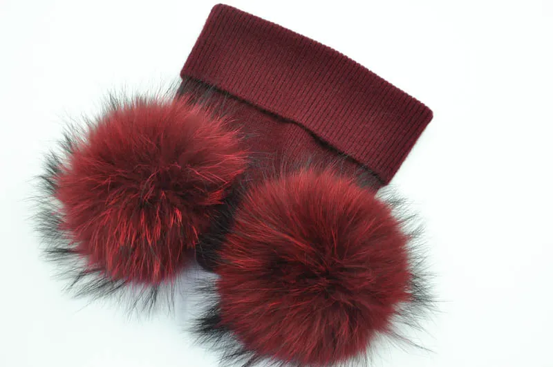 Real Fur Double Pom Pom Beanies (Multi-Colors)