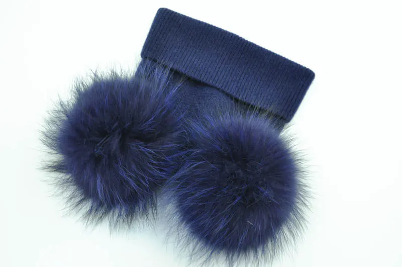 Real Fur Double Pom Pom Beanies (Multi-Colors)