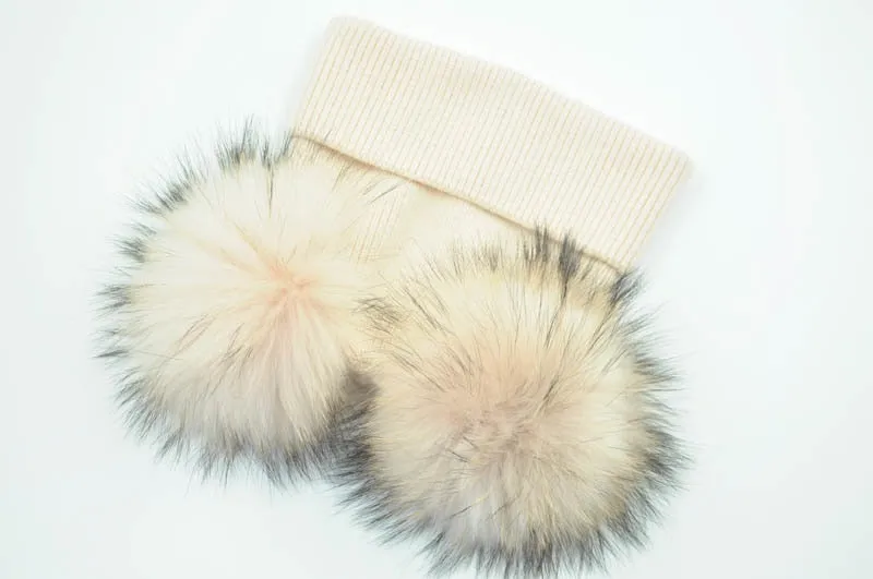 Real Fur Double Pom Pom Beanies (Multi-Colors)