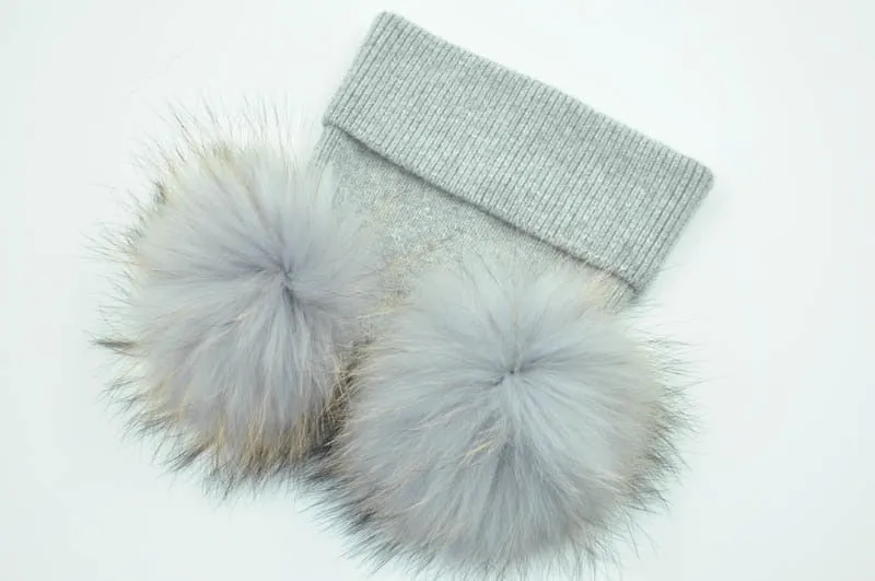 Real Fur Double Pom Pom Beanies (Multi-Colors)