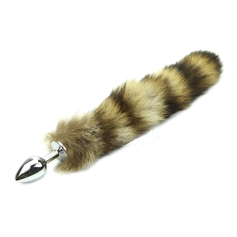 Stainless Steel Raccoon Anal Tail, 12"