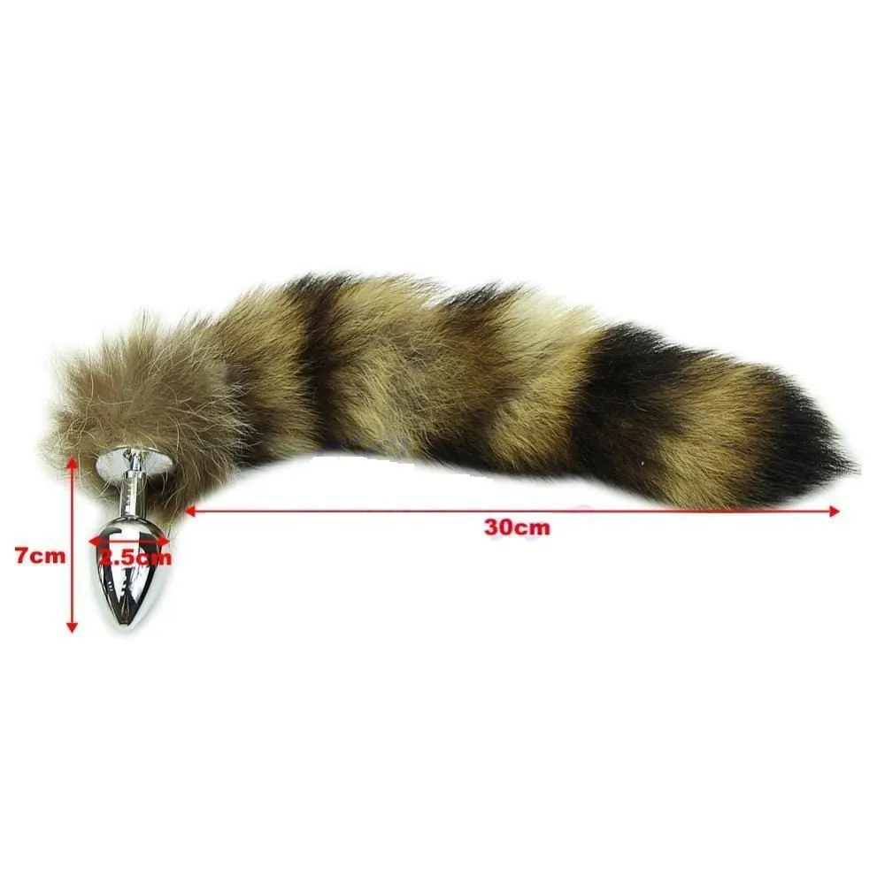 Stainless Steel Raccoon Anal Tail, 12"