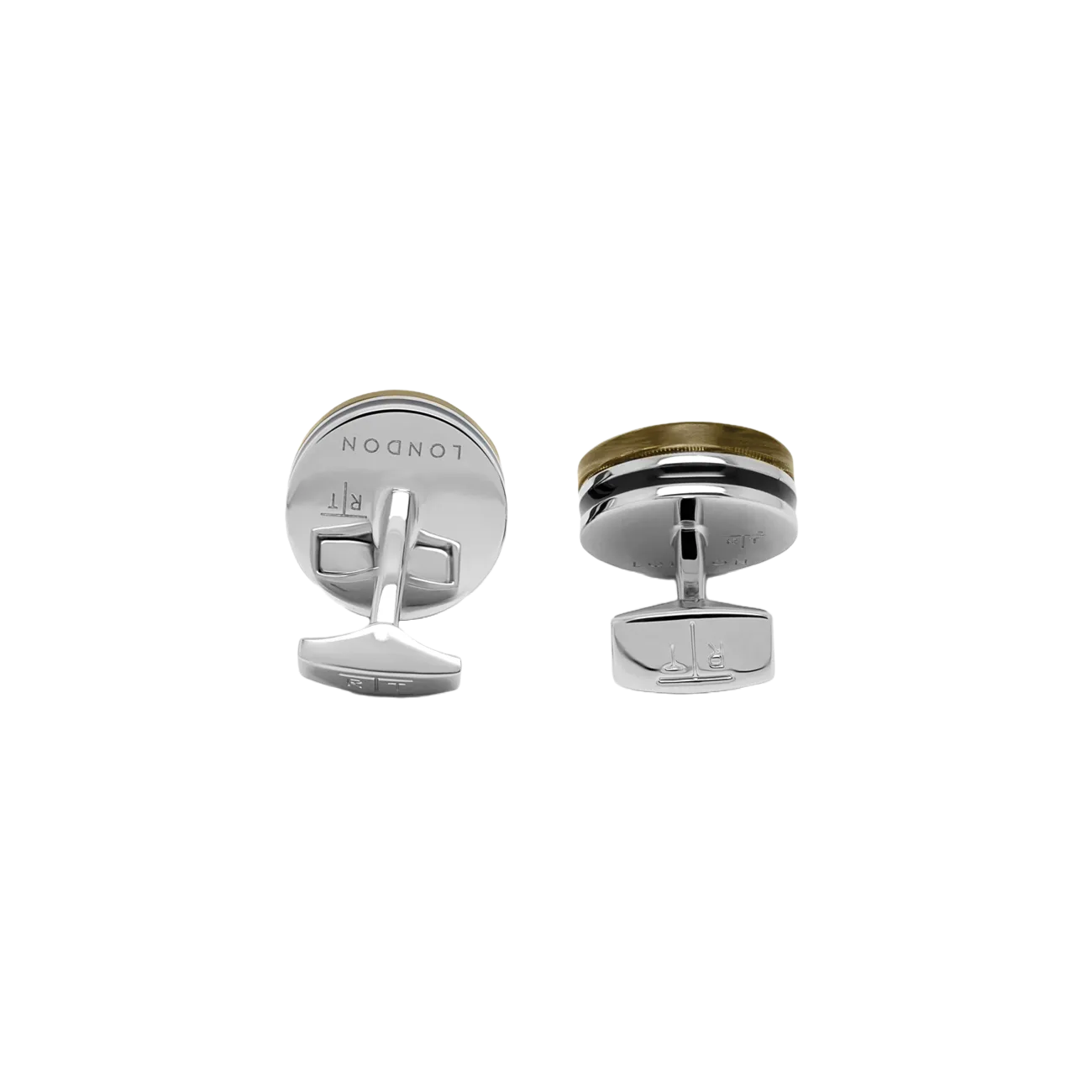 Tateossian Resin Gear cufflinks Light Grey in clear with rhodium finish