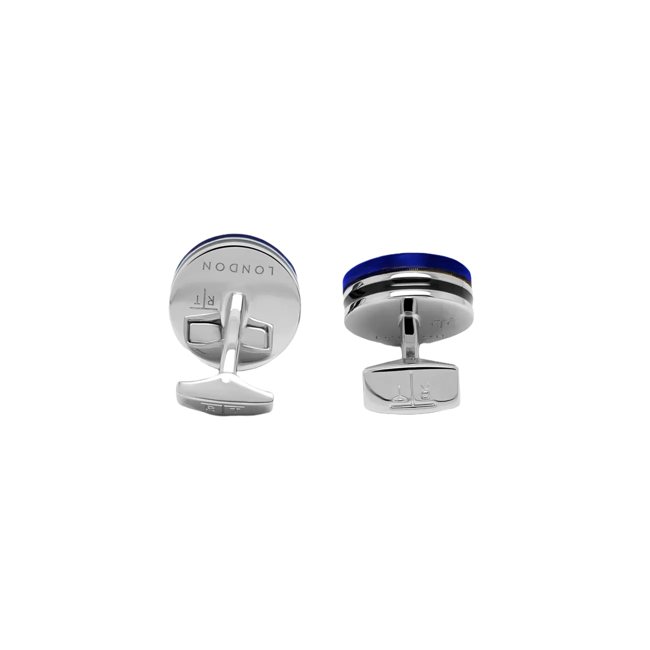 Tateossian Resin Gear cufflinks Marine Blue in clear with rhodium finish