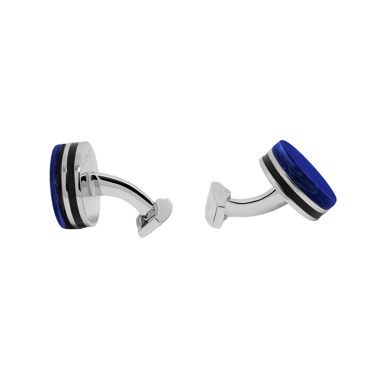 Tateossian Resin Gear cufflinks Marine Blue in clear with rhodium finish