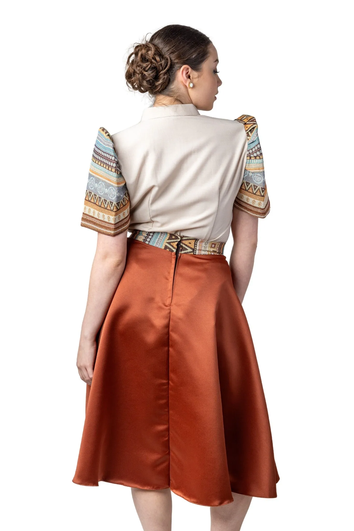 WS22 - Baro't Saya Ethnic Filipiniana Copper - Blouse and Skirt Set