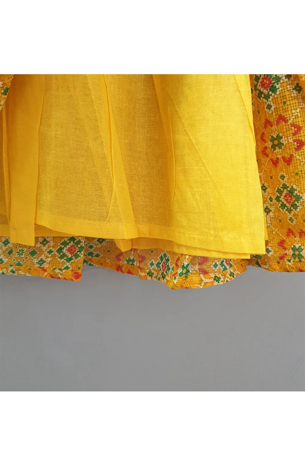 Yellow bandhani top and skirt with dupatta