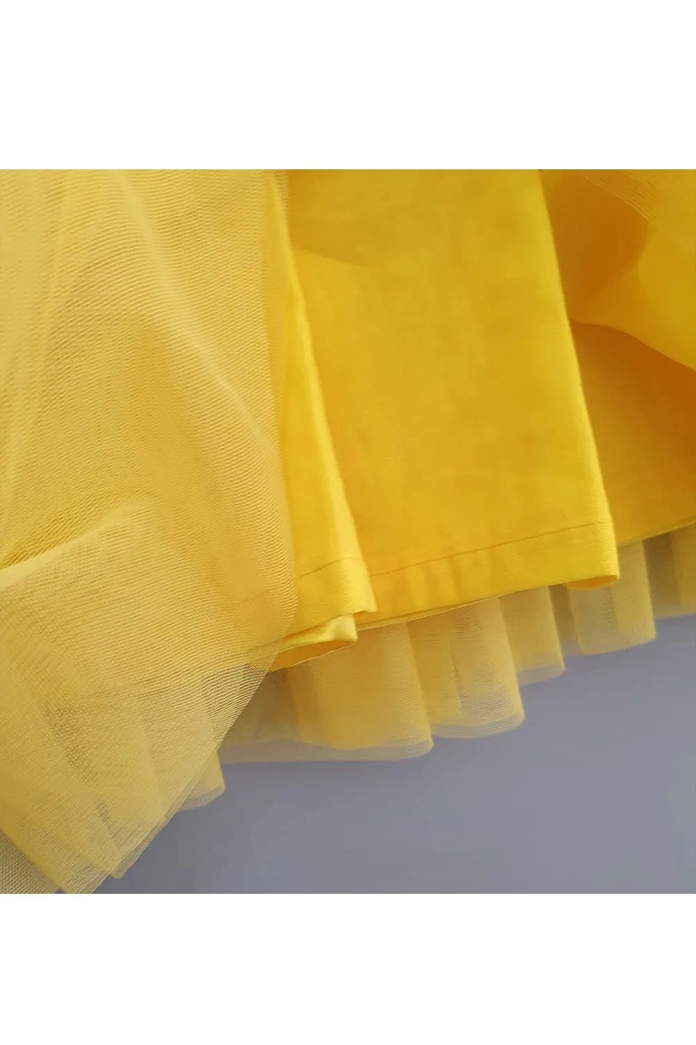 Yellow Chikankari Kurta With Net Skirt Set